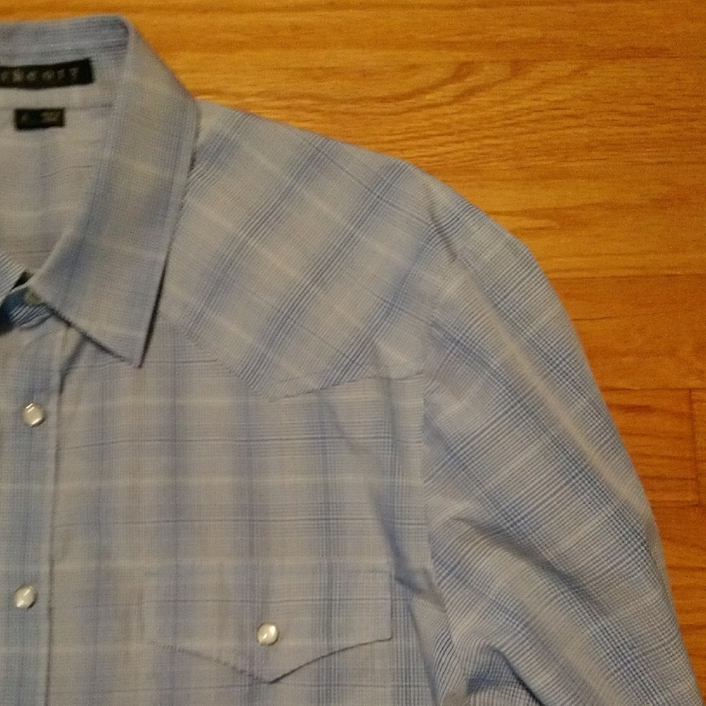 Theory Light Blue Patterned Button Down Western S… - image 4